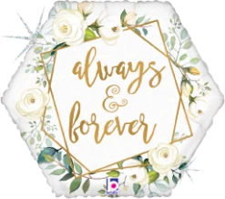 Betallic Geo Always & Forever 18 Inch Glitter Holographic Balloon Packaged 1ct