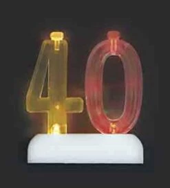 Number 40 Flashing Holder With Birthday Candles