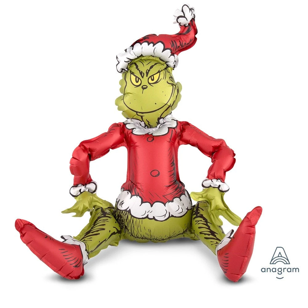 Anagram Christmas Sitting Grinch Air-Fill Only 27in Foil Balloon 1 Anagram Christmas Sitting Grinch Air-Fill Only 27in Foil Balloon