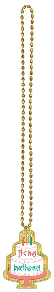 AMS Happy Birthday Cake Day Beaded Necklace 1ct