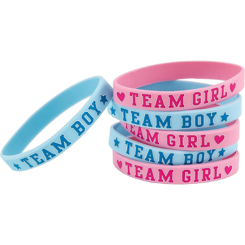 AMS Gender Reveal Rubber Bracelet 6ct 1 AMS Gender Reveal Rubber Bracelet 6ct
