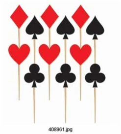 AMS Casino Cardsuit Wood Party Pick 48ct
