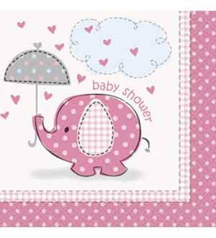 Umbrellaphants Pink Napkin (S) 16ct 1 Umbrellaphants Pink Napkin (S) 16ct