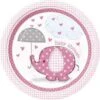 Umbrellaphants Pink 9in Plate 8ct -Toy World 41655