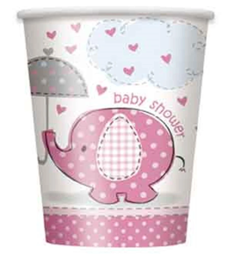 Umbrellaphants Pink 9oz Cup 8ct 1 Umbrellaphants Pink 9oz Cup 8ct