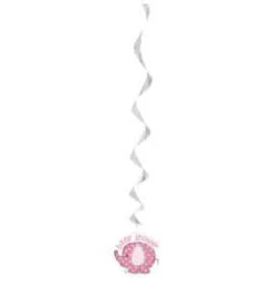 Umbrellaphants Pink Hanging 26 Inch Swirl Decorations 3ct