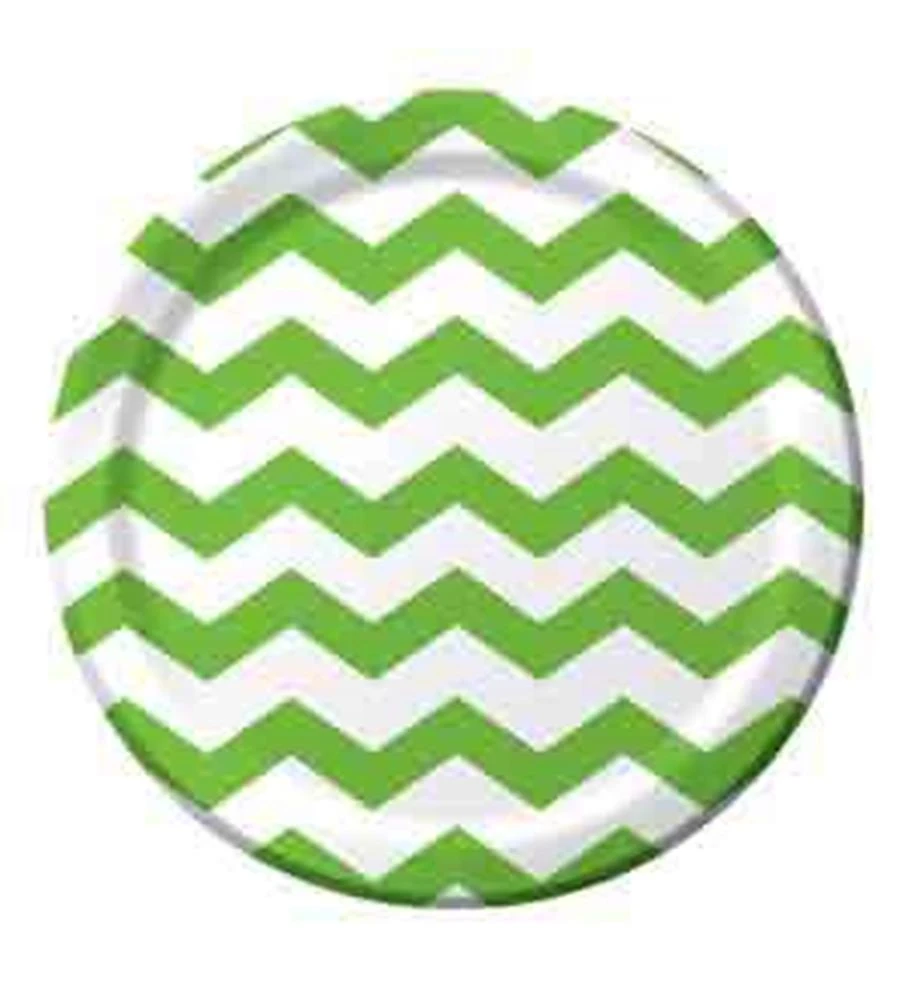 Fresh Lime Chevron Dots 9in Plate (L) 1 Fresh Lime Chevron Dots 9in Plate (L)