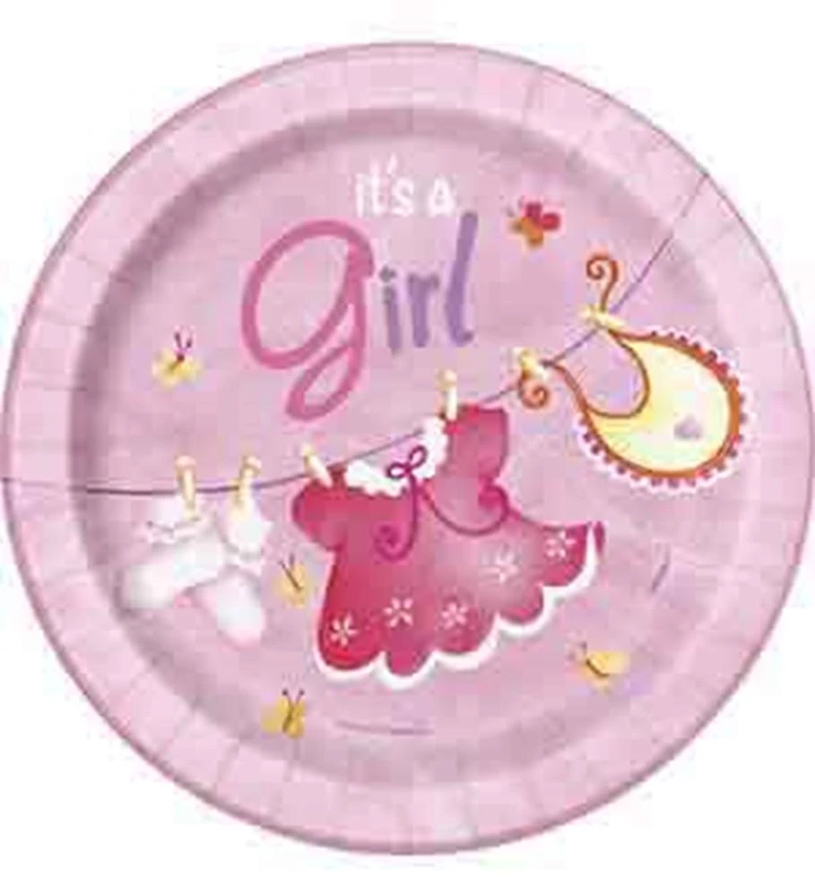 Clothesline Pink Plate (S) 8ct 1 Clothesline Pink Plate (S) 8ct