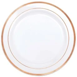 AMS Premium Round Plate White With Rose Gold Trim 7.5 Inch 20ct