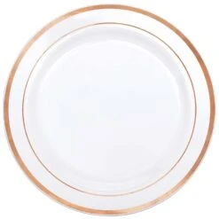 AMS Premium Round Plate White With Rose Gold Trim 10.25 Inch 20ct