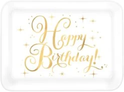 AMS Gold Birthday Rectangle Tray Plastic (L)