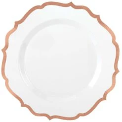 AMS Ornate Rose Gold Trim Plastic Plates 7.75 Inch 20ct