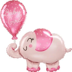 Anagram 31 Inch Baby Girl Elephant Foil Balloon 1ct
