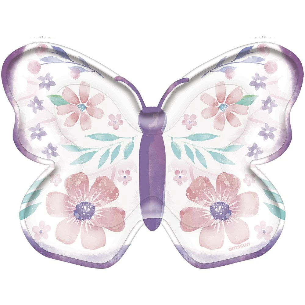 AMS Flutter Butterfly Shaped Plate 7 Inch 8ct 1 AMS Flutter Butterfly Shaped Plate 7 Inch 8ct