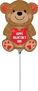 14 Inch Anagram Happy Valentine's Day Cuddly Bear Foil Balloon