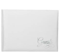 AMS White Paper Guest Book With Silver Detail 1ct