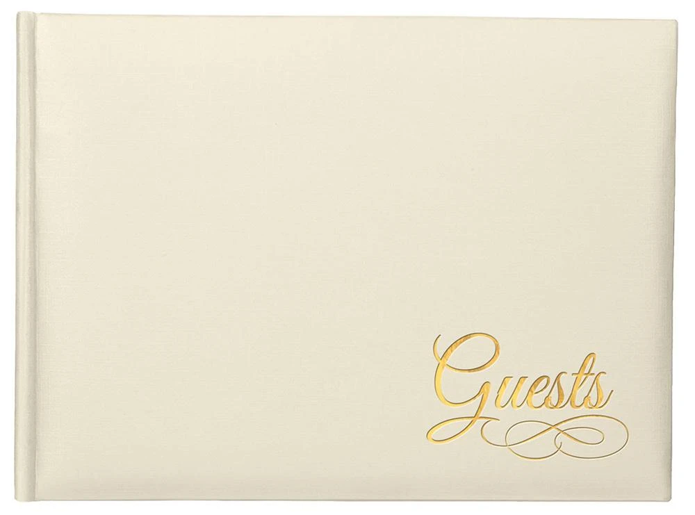 AMS Ivory Paper Guest Book With Gold Detail 1ct 1 AMS Ivory Paper Guest Book With Gold Detail 1ct