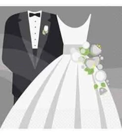Silver Wedding Napkin (L) 16ct
