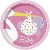 Baby Girl Stork 7in Plate 8ct 2 Baby Girl Stork 7in Plate 8ct -Toy World 47194