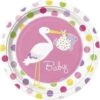 Baby Girl Stork 9in Plate 8ct -Toy World 47195