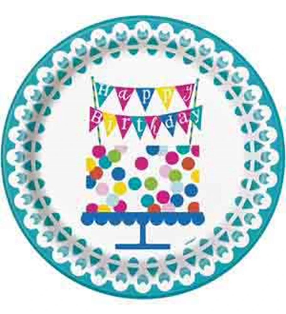 Confetti Cake Birthday Plate (L) 8ct 1 Confetti Cake Birthday Plate (L) 8ct