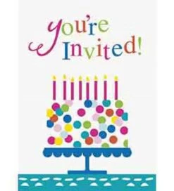 Confetti Cake Birthday Invite 8ct