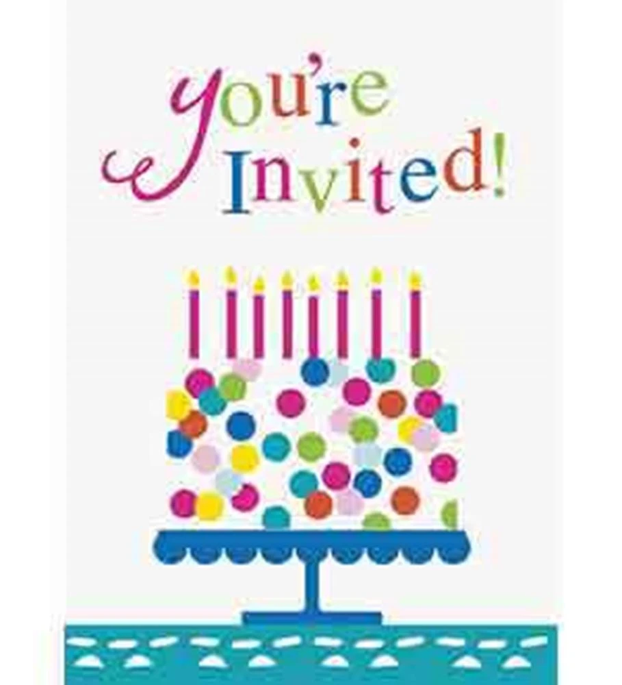 Confetti Cake Birthday Invite 8ct 1 Confetti Cake Birthday Invite 8ct