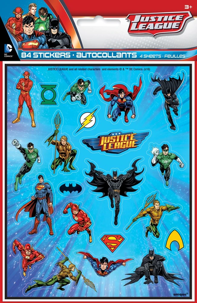 Justice League Sticker Sheets, 4ct 1 Justice League Sticker Sheets, 4ct