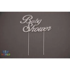 5.5inW X 3.25inH Rhinestone Cake Topper InBaby Showerin - Silver