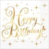 AMS Gold Birthday Napkin (S) 16ct