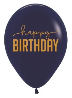 11 Inch Sempertex Happy Birthday Navy Latex Balloons 50ct