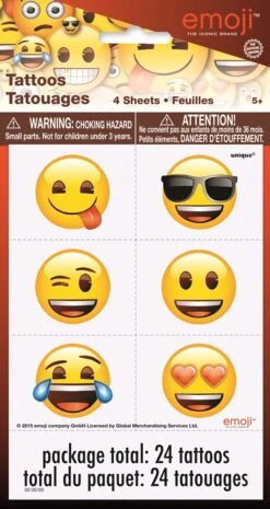 Emoji Color Tattoo Sheets, 4ct