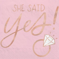 AMS Engagement She Said Yes Beverage Napkins 16ct