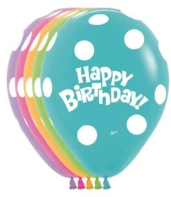 11 Inch Sempertex Polka Dot Birthday Latex Balloons 50ct