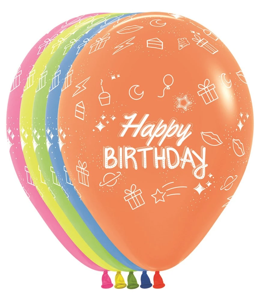 11 Inch Sempertex Happy Birthday Neon Party Latex Balloons All Over Print 50ct 1 11 Inch Sempertex Happy Birthday Neon Party Latex Balloons All Over Print 50ct