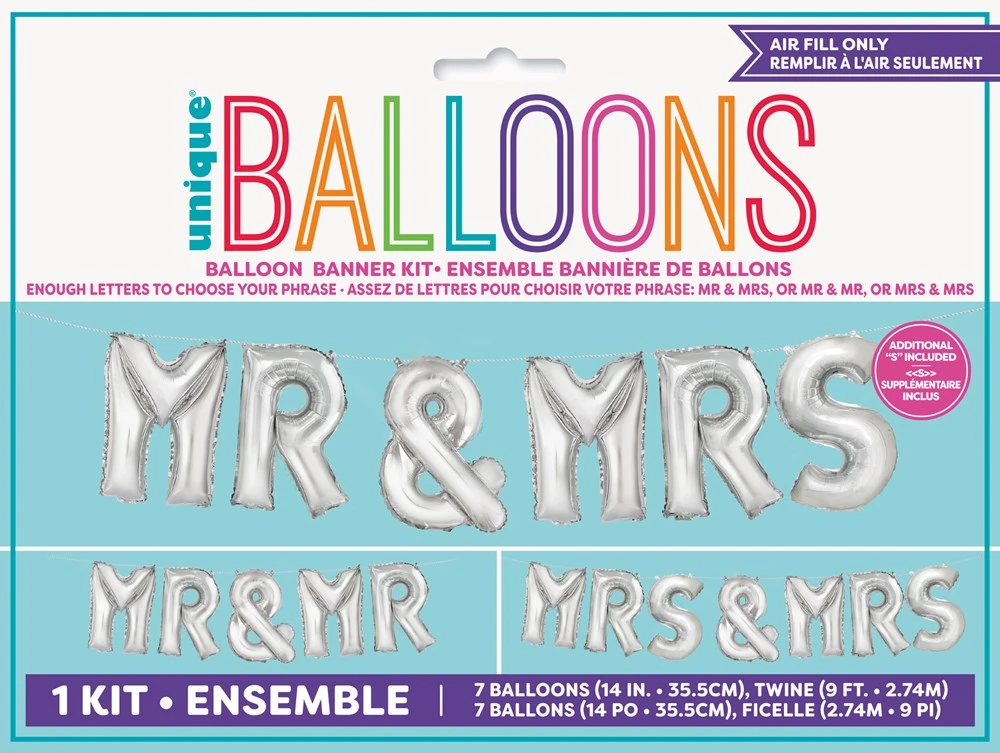 Bridal Mr And Mrs. Customizable Balloon Banner 1 Bridal Mr And Mrs. Customizable Balloon Banner