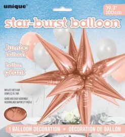 Rose Gold 3D Star Burst Jumbo Foil Balloon