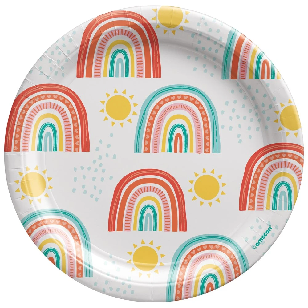 AMS Retro Rainbow Round Plate 7 Inch 8ct 1 AMS Retro Rainbow Round Plate 7 Inch 8ct