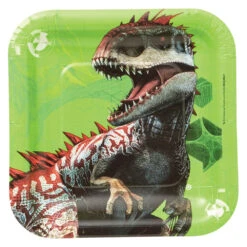 AMS Jurassic World Plates 7in Square 8ct