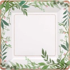 AMS Love And Leaves Square Metallic Plate 7 Inch 8ct
