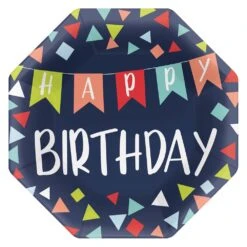 AMS A Reason To Celebrate Happy Birthday Octagon Plate 7 Inch 8ct