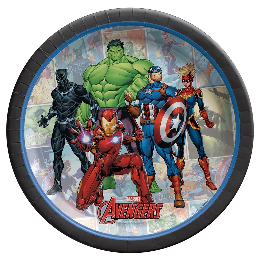 AMS Marvel Avengers Powers Unite Round Plate 7 Inch 8ct 1 AMS Marvel Avengers Powers Unite Round Plate 7 Inch 8ct