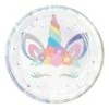 AMS Unicorn Party Iridescent Round Plate 7 Inch 8ct -Toy World 542543