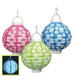 Luau Light-Up Hibiscus Paper Lantern 3ct