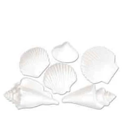 Luau Plastic Seashells - White