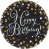 AMS Sparkling Celebration Happy Birthday Round Plates 9 Inch 8ct