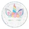 AMS Unicorn Party Iridescent Round Plate 9 Inch 8ct