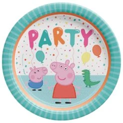 AMS Peppa Pig Confetti Party Round Plates 9 Inch 8ct
