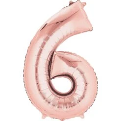 Jumbo Foil Number Balloon 34 Inch Rose Gold 6