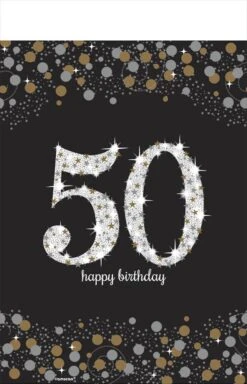AMS Sparkling Celebration Happy Birthday 50 Tablecover 54 Inch X 102 Inc1ct